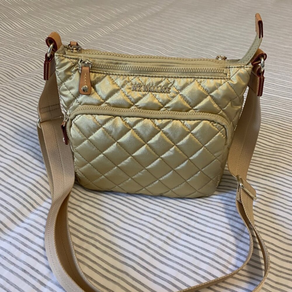MZ Wallce Metro Scout Crossbody Deluxe Light Gold Pearl Like New Condition